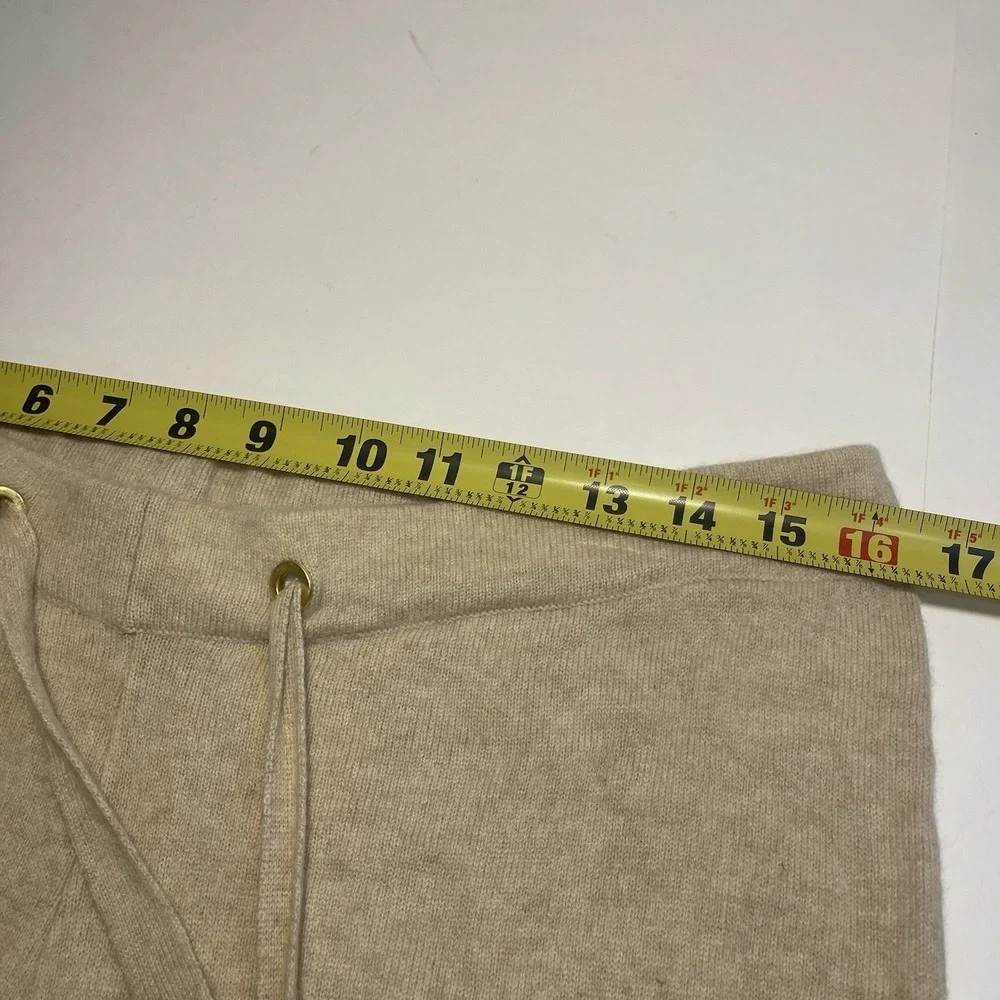 Tory Burch Cashmere Jogger Pants M Tan, Brown Preppy Loungewer Preppy READ